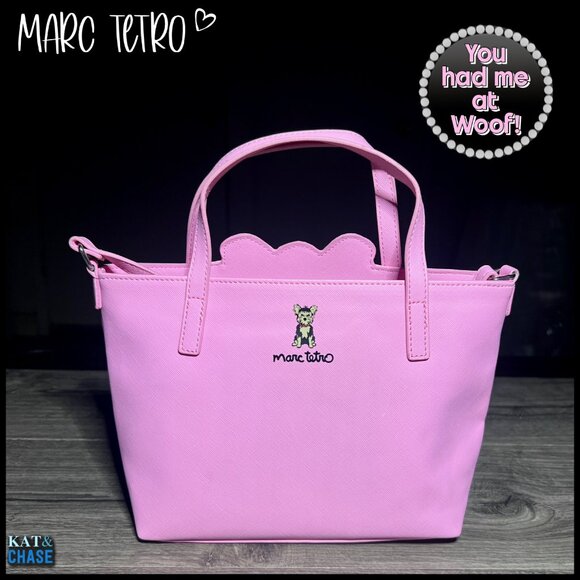Marc Tetro Yorkie 100% Vegan Handbag Crossbody Small Tote Pink NWOT - Picture 3 of 11